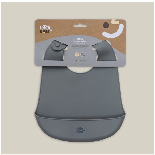 SILIKONSKI PODBRADAK ZA BEBE INTERBABY - PETROL GREY