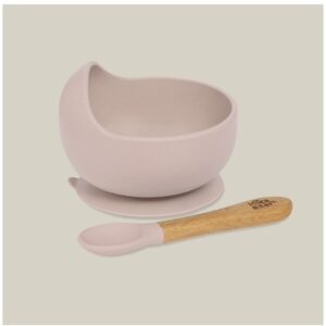 INTERBABY SILIKONSKA ZDJELICA + ŽLICA - DARK PINK