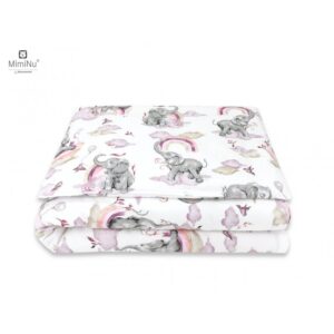 MIMINU POSTELJINA ZA BEBE SET 5 ELEM. SLONIĆ I DUGA ROZA ( ZA KREVETIĆ DIM. 120X60 CM ) - Slika 4