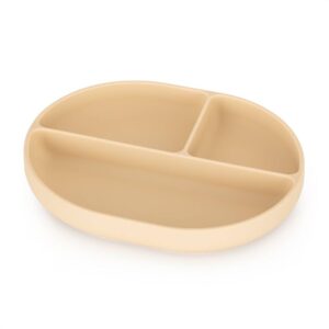 PETITE&MARS SILIKONSKI OVALNI TANJUR S ODJELJCIMA I VAKUUMOM 6M+ TAKE&MATCH - DESERT SAND