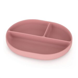 PETITE&MARS SILIKONSKI OVALNI TANJUR S ODJELJCIMA I VAKUUMOM 6M+ TAKE&MATCH - DUSTY ROSE