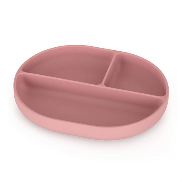 PETITE&MARS SILIKONSKI OVALNI TANJUR S ODJELJCIMA I VAKUUMOM 6M+ TAKE&MATCH - DUSTY ROSE