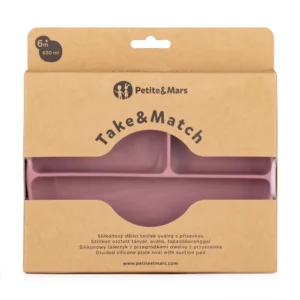 PETITE&MARS SILIKONSKI OVALNI TANJUR S ODJELJCIMA I VAKUUMOM 6M+ TAKE&MATCH - DUSTY ROSE - Slika 4