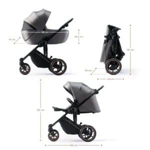 KINDERKRAFT DJEČJA KOLICA PRIME 2 MINK PRO 3U1 - SHADOW GREY - Slika 6