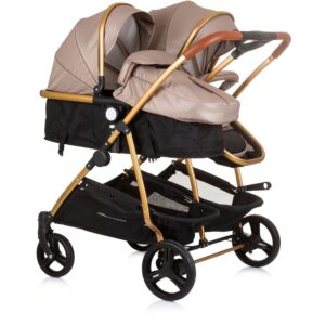 CHIPOLINO DJEČJA KOLICA ZA BLIZANCE ILI DVOJE DJECE DUO SMART - GOLDEN BEIGE - Slika 2