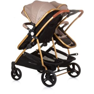 CHIPOLINO DJEČJA KOLICA ZA BLIZANCE ILI DVOJE DJECE DUO SMART - GOLDEN BEIGE - Slika 3