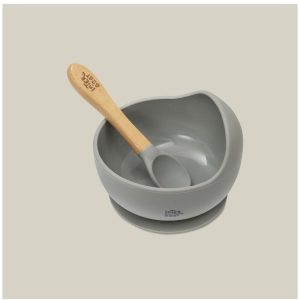 INTERBABY SILIKONSKA ZDJELICA + ŽLICA - GREY PETROL - Slika 3