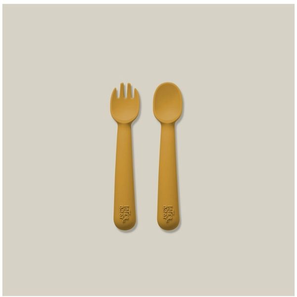 INTERBABY SILIKONSKI SET PRIBORA ZA JELO - EARTH OCHER