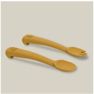 INTERBABY SILIKONSKI SET PRIBORA ZA JELO - EARTH OCHER - Slika 3