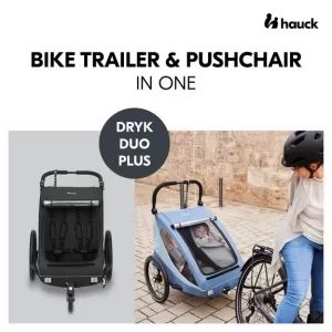 HAUCK 2U1 PRIKOLICA ZA BICIKL I DJEČJA KOLICA ZA DVOJE DJECE - DRYK DUO PLUS BLACK - Slika 6