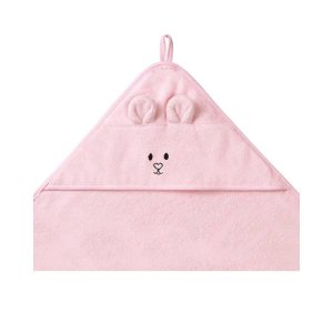 BABYONO RUČNIK BAMBUS 100X100 CM WITH EARS - ROZA - Slika 4