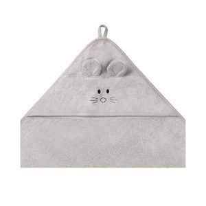 BABYONO RUČNIK BAMBUS 100X100 CM WITH EARS - SIVA - Slika 4
