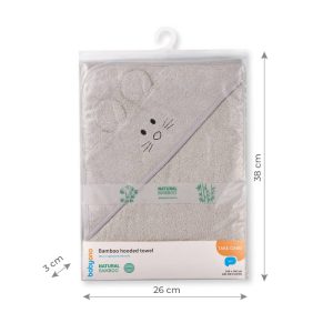 BABYONO RUČNIK BAMBUS 100X100 CM WITH EARS - SIVA - Slika 2