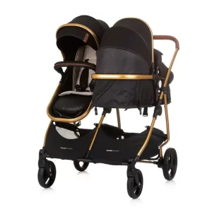 CHIPOLINO DJEČJA KOLICA ZA BLIZANCE ILI DVOJE DJECE DUO SMART - OBSIDIAN/GOLD - Slika 5