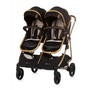 CHIPOLINO DJEČJA KOLICA ZA BLIZANCE ILI DVOJE DJECE DUO SMART - OBSIDIAN/GOLD - Slika 6