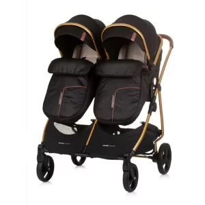 CHIPOLINO DJEČJA KOLICA ZA BLIZANCE ILI DVOJE DJECE DUO SMART - OBSIDIAN/GOLD - Slika 7