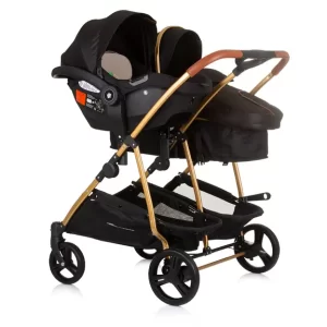 CHIPOLINO DJEČJA KOLICA ZA BLIZANCE ILI DVOJE DJECE DUO SMART - OBSIDIAN/GOLD - Slika 10