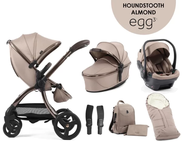 egg3® dječja kolica 6u1 - Special Edition Houndstooth Almond