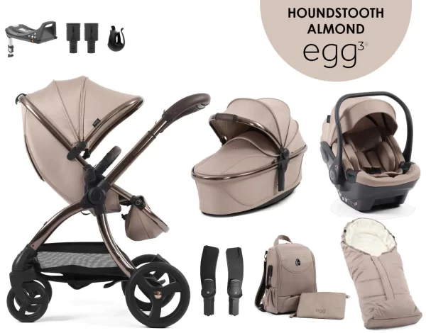 egg3® dječja kolica 9u1 - Special Edition Houndstooth Almond