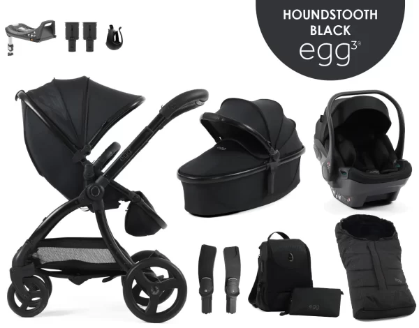 egg3® dječja kolica 9u1 - Special Edition Houndstooth Black