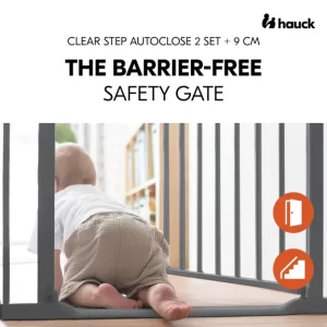 Hauck zaštitna ograda Clear Step 2 Set +9 cm produžetak- Dark Grey - Slika 9