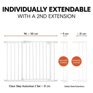 Hauck zaštitna ograda Clear Step 2 Set (75 - 80 cm) + 21 cm produžetak Bijela - Slika 5