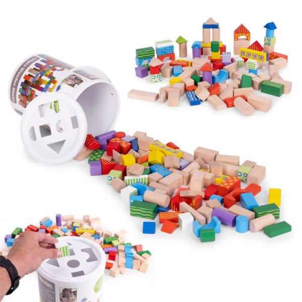 ECOTOYS DRVENE KOCKE U KUTIJI OD 100 DIJELOVA