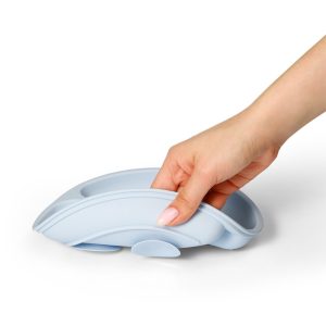 BabyOno Silikonski okrugli tanjur s odjeljcima i vakuumom 6 m+, plava - Slika 3