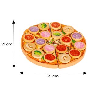 Ecotoys Drvena pizza s čičkom za rezanje od 27 elemenata - Slika 7