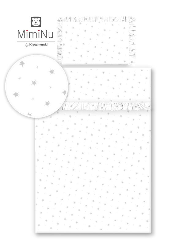 Miminu Posteljina set 2 elem - Bijela sa sivi zvjezdicama
