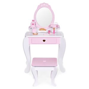 Ecotoys drveni kozmetički stol s ogledalom i dodacima